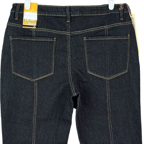 NEW‎ Hybrid Women's Denim Jeans Size 13 Skinny Stretch Buttons Mid Rise Black - Picture 4 of 11